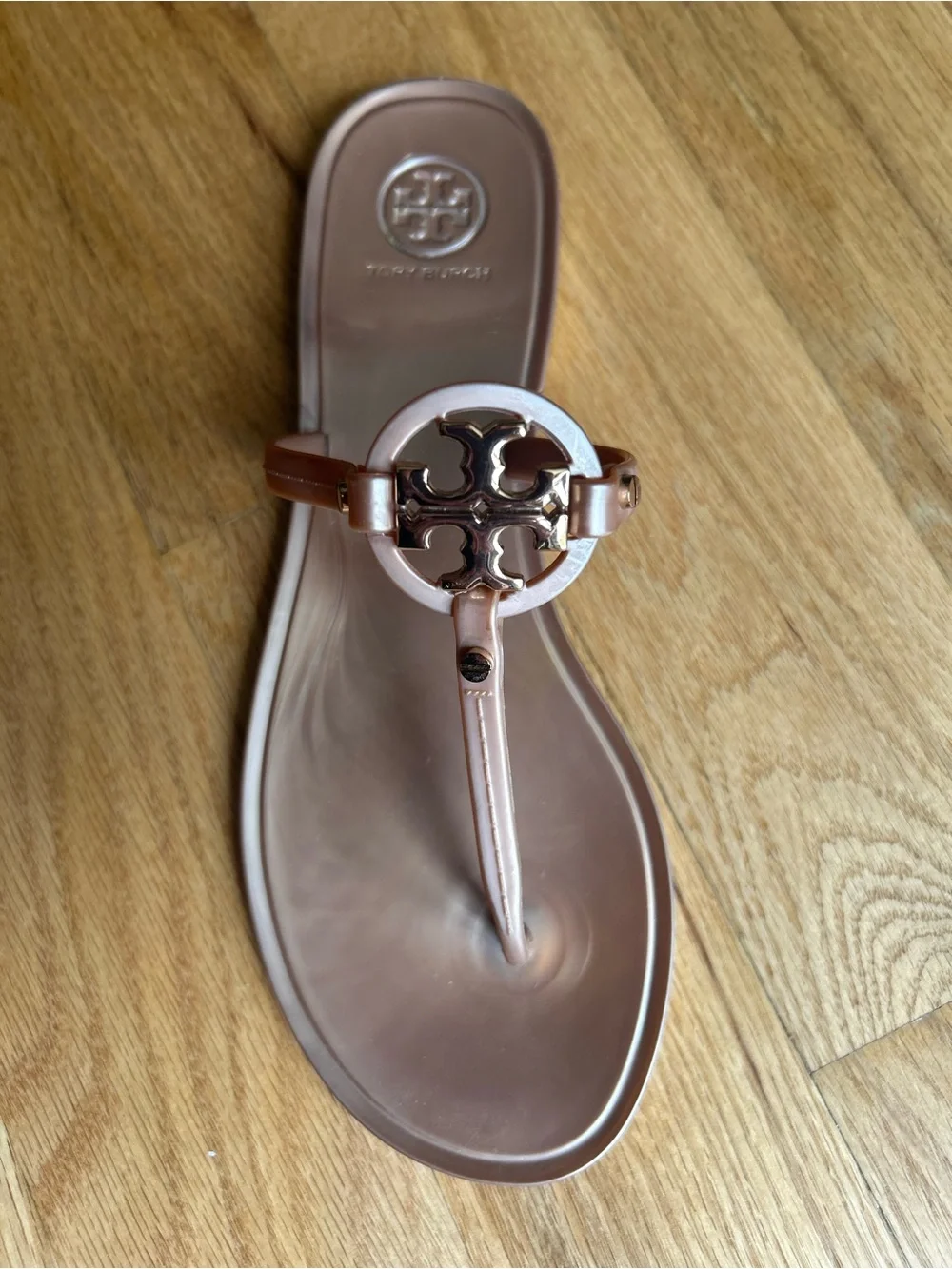 Tory Burch Muted Pink with Gold Emblem Thong Sandals